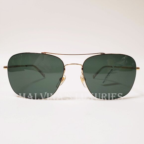 GUCCI SUNGLASSES GG0503S 003 MENS GOLD METAL AVIATOR INTERLOCKING G LOGO - Picture 3 of 12